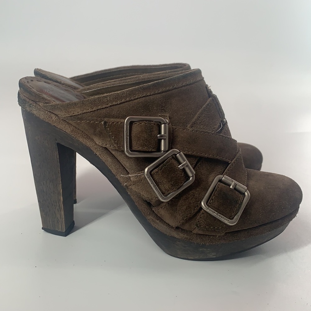 Y2K vintage Juicy couture leather slip on heeled mule clogs 6 1/2